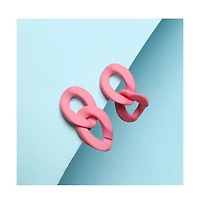 Sohi Women's Pink Chainlink Drop Earrings
