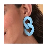 Sohi Women's Blue Chain-link Drop Earrings
