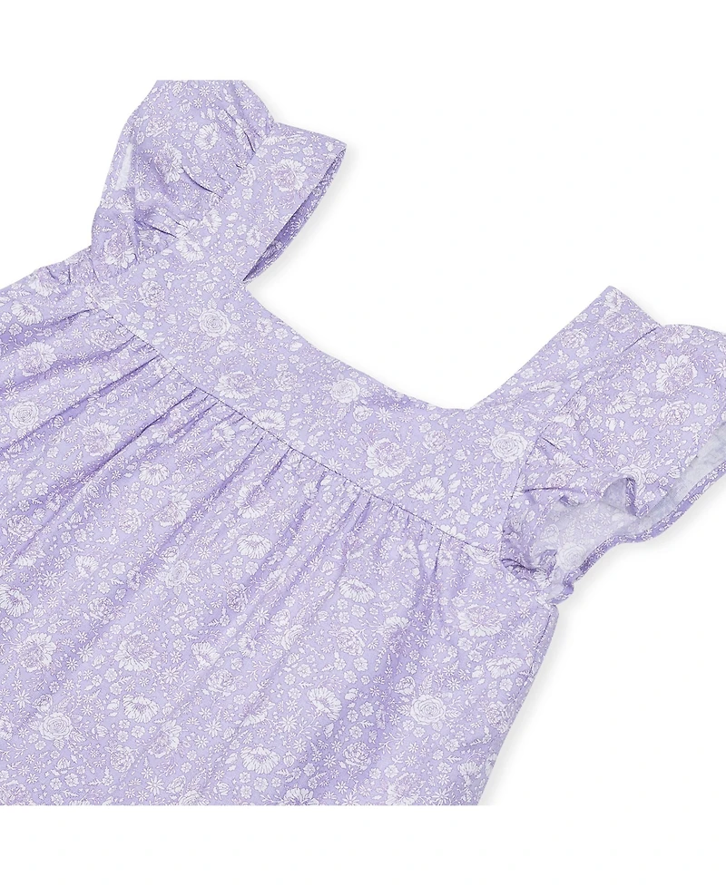 Hope & Henry Baby Girls Flutter Sleeve Faux Top Pull-On Linen Romper