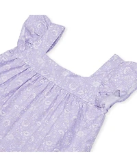 Hope & Henry Baby Girls Flutter Sleeve Faux Top Pull-On Linen Romper