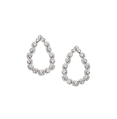 Sohi Women's Silver Bling Teardrop Earrings