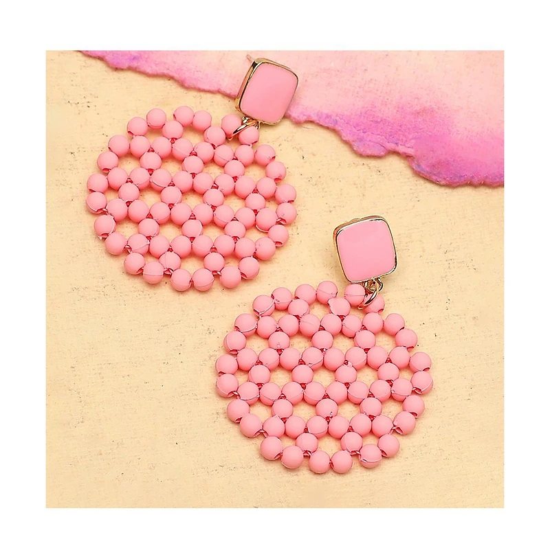 Sohi Women's Beaded Circular Drop Earrings