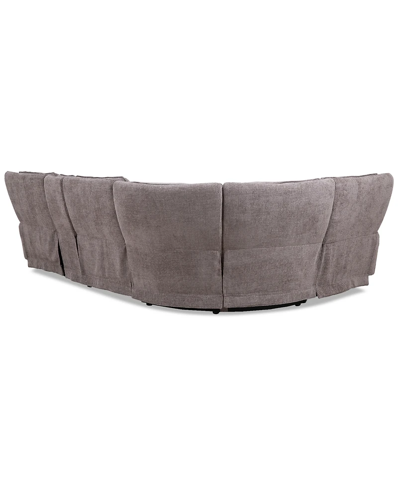 Closeout! Deklyn 129" 5-Pc. Zero Gravity Fabric Sectional with 2 Power Recliners & 1 Console, Created for Macy's