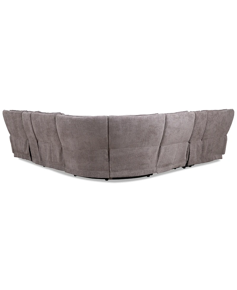 Closeout! Deklyn 129" 7-Pc. Zero Gravity Fabric Sectional with 2 Power Recliners & Consoles, Created for Macy's