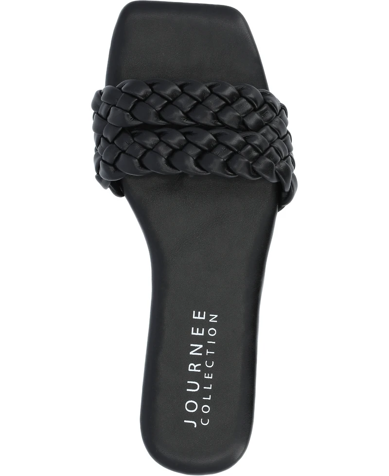 Journee Collection Women's Sawyerr Wide Width Braided Square Toe Sandals
