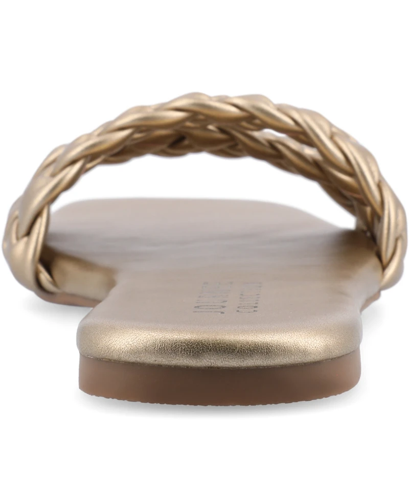 Journee Collection Women's Sawyerr Braided Single Band Flat Sandals