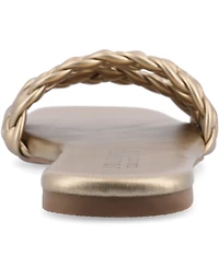 Journee Collection Women's Sawyerr Braided Single Band Flat Sandals