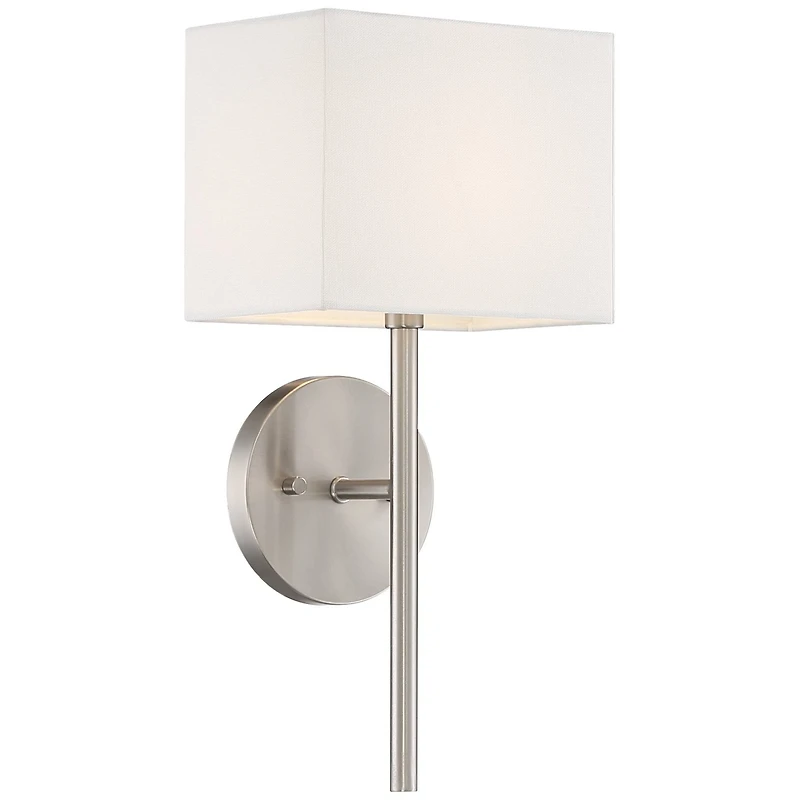 Possini Euro Design Favreau Modern Wall Light Sconce Brushed Nickel Hardwire 8" Fixture Rectangular Linen for Bedroom Reading Living Room Hallway