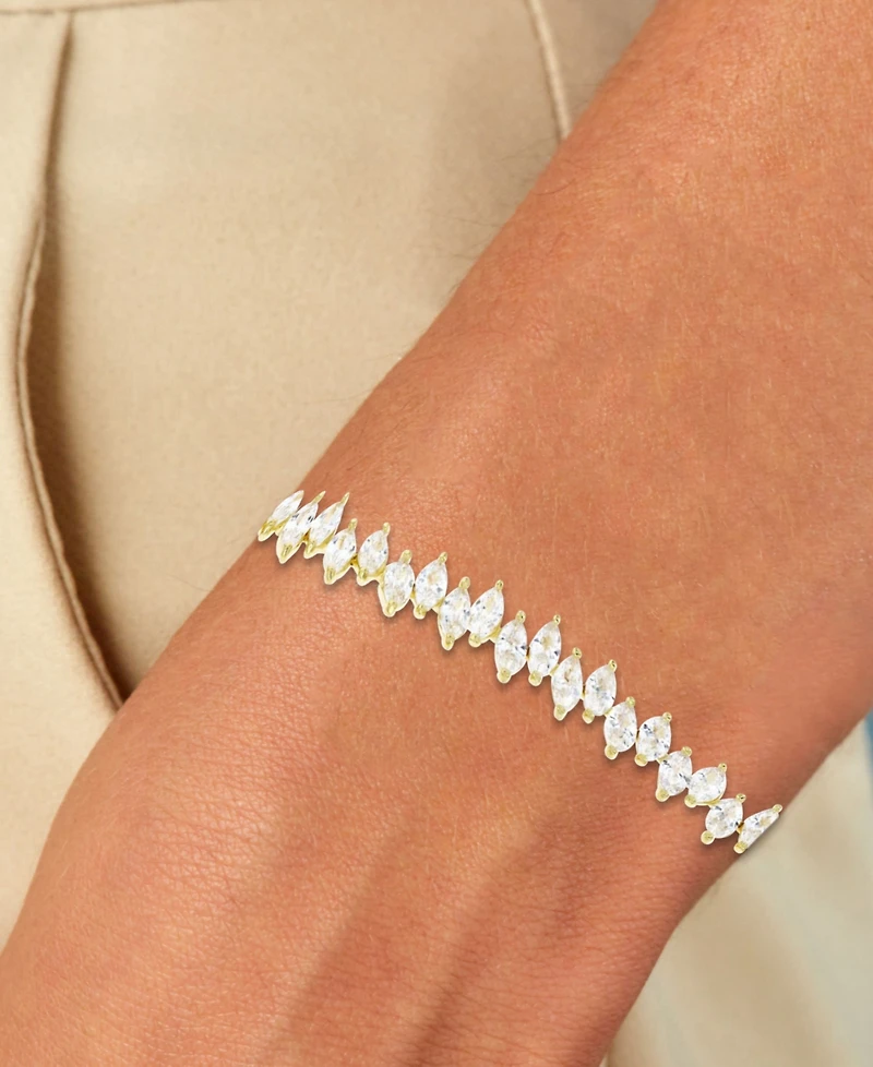 Cubic Zirconia Marquise-Cut Zigzag Style Tennis Bracelet
