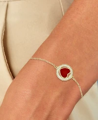 Enamel Heart & Cubic Zirconia Chain Bracelet in 14k Gold-Plated Sterling Silver