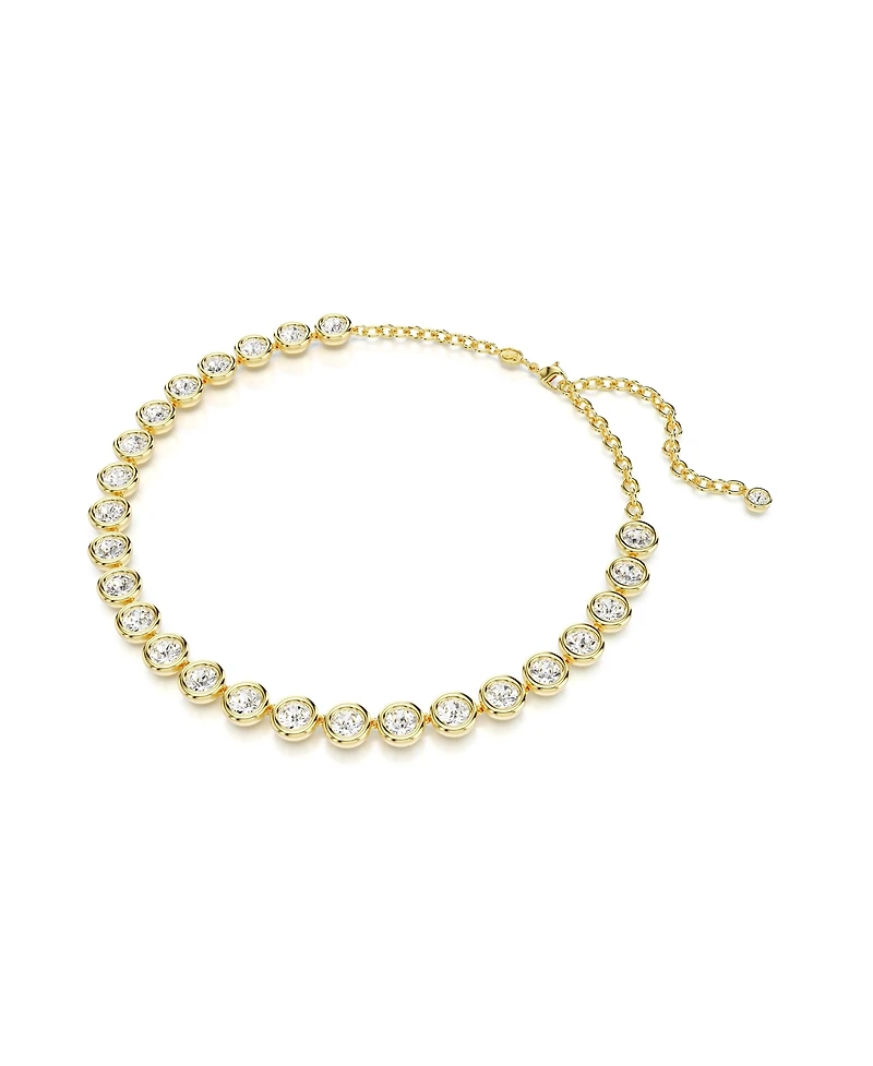 Swarovski Round Cut, White, Gold-Tone Imber Necklace