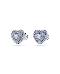 Swarovski Heart, Blue, Rhodium Plated Hyperbola Stud Earrings