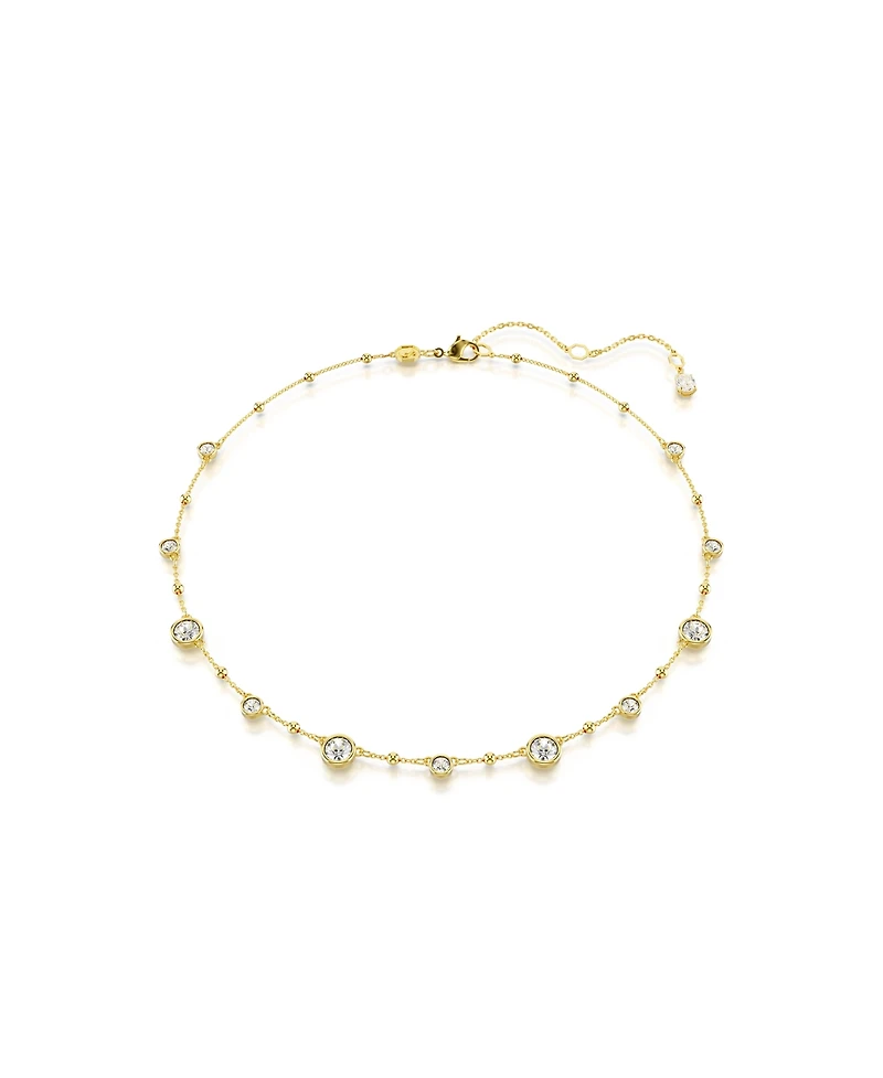 Swarovski Round Cut, Scattered Design, White, Gold-Tone Imber Necklace