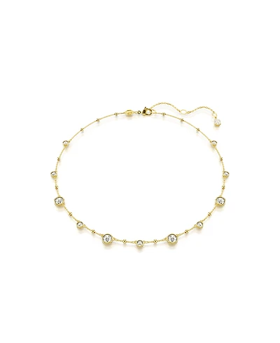 Swarovski Round Cut, Scattered Design, White, Gold-Tone Imber Necklace