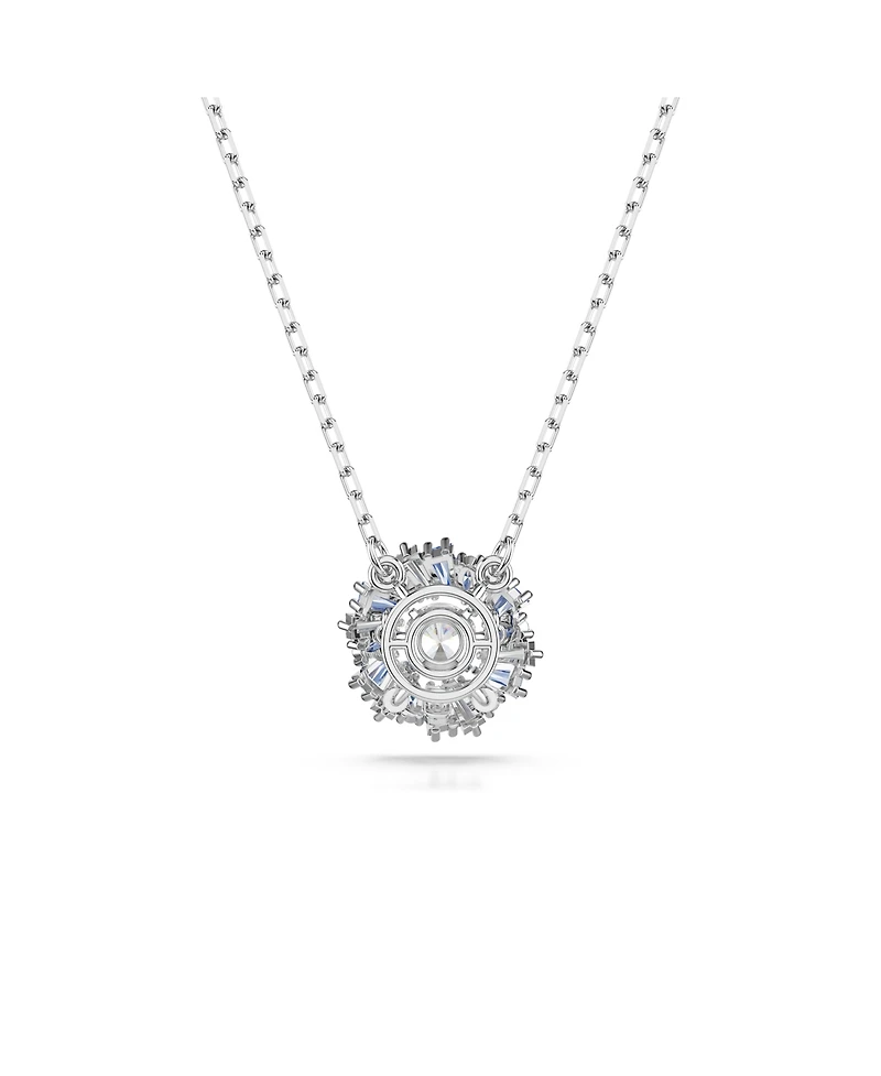 Swarovski Flower, Blue, Rhodium Plated Idyllia Pendant Necklace