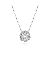 Swarovski Flower, Blue, Rhodium Plated Idyllia Pendant Necklace