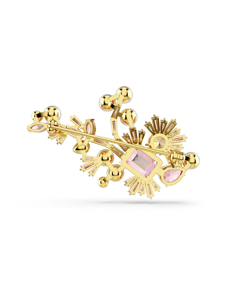 Swarovski Mixed Cuts, Flower, Pink, Gold-Tone Gema Brooch