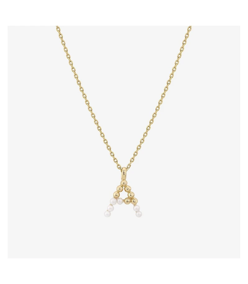 Cultured Pearl Pave Initial Necklace