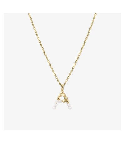 Cultured Pearl Pave Initial Necklace
