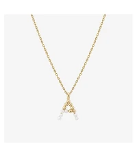 Cultured Pearl Pave Initial Necklace