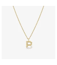 Cultured Pearl Pave Initial Necklace
