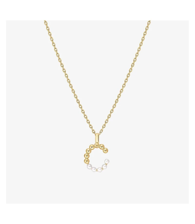 Cultured Pearl Pave Initial Necklace