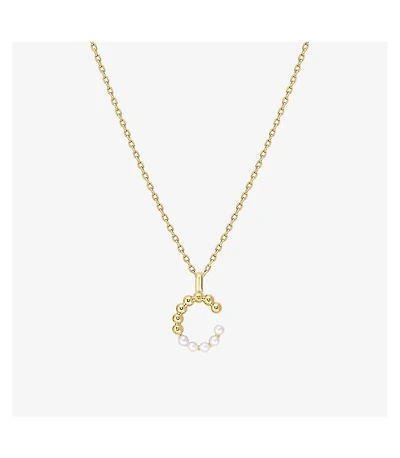 Cultured Pearl Pave Initial Necklace