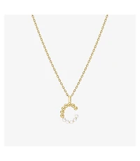 Cultured Pearl Pave Initial Necklace