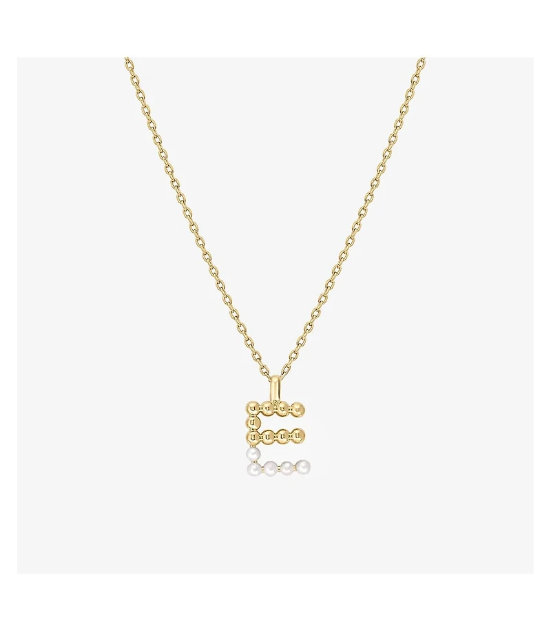 Cultured Pearl Pave Initial Necklace