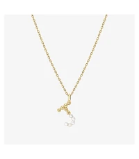 Cultured Pearl Pave Initial Necklace