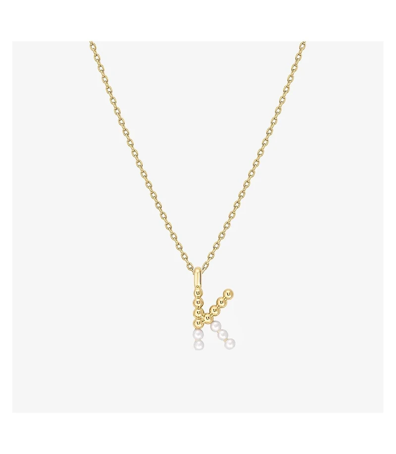 Cultured Pearl Pave Initial Necklace