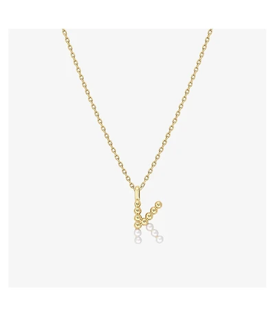 Cultured Pearl Pave Initial Necklace