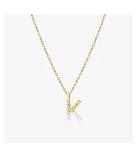 Cultured Pearl Pave Initial Necklace