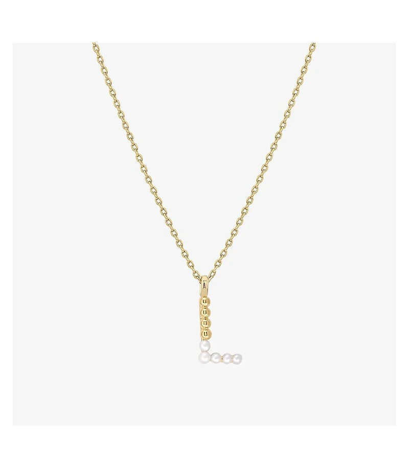 Cultured Pearl Pave Initial Necklace