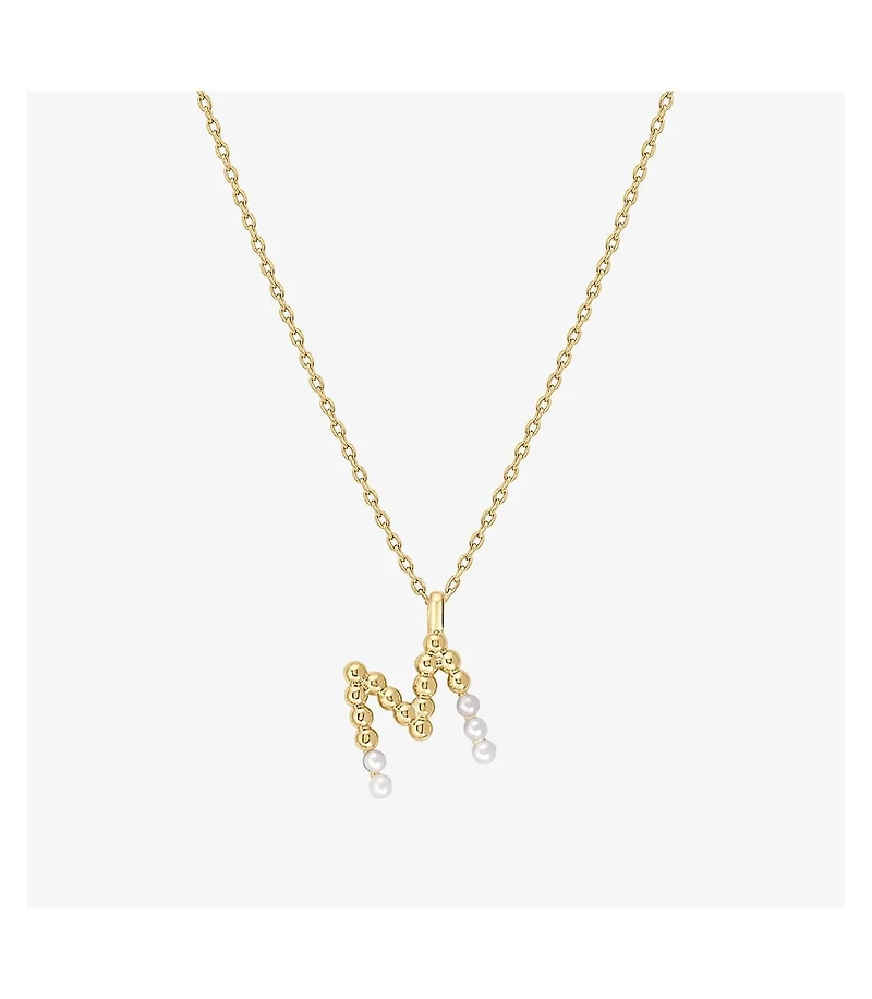 Cultured Pearl Pave Initial Necklace