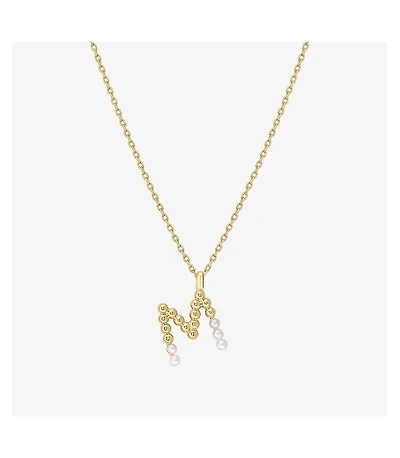 Cultured Pearl Pave Initial Necklace
