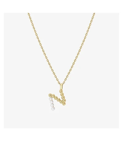 Cultured Pearl Pave Initial Necklace