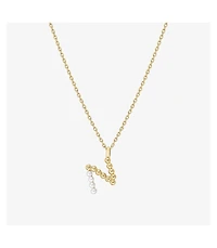Cultured Pearl Pave Initial Necklace