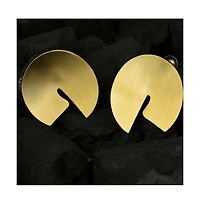 Sohi Women's Gold Metallic Circular Stud Earrings