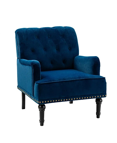 Velvet Tufted Upholstered Armchair with Nailhead Trim