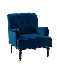 Velvet Tufted Upholstered Armchair with Nailhead Trim