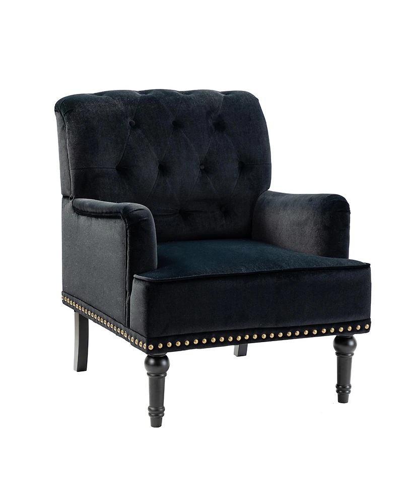 Velvet Tufted Upholstered Armchair with Nailhead Trim
