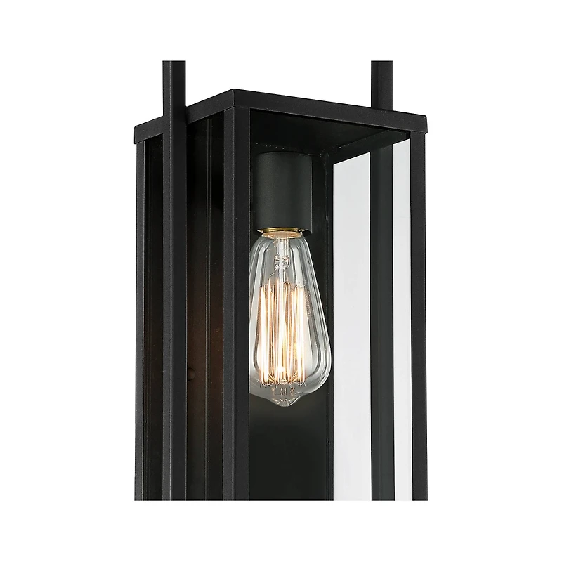 Possini Euro Design Jericho Modern Outdoor Wall Light Fixture Textured Black Metal 19" Clear Glass Panel for Post Exterior Barn Deck House Porch