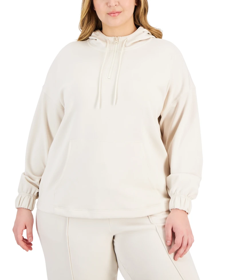 Id Ideology Plus Quarter Zip Hooded Sweatshirt, Created for Macy's