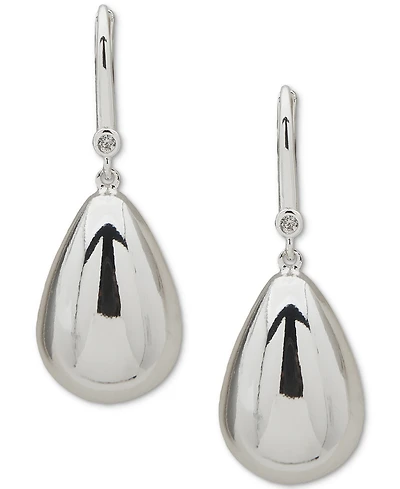 Dkny Silver-Tone Puffy Sculptural Tear-Shape Drop Earrings