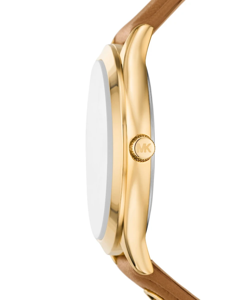 Michael Kors Women's Slim Runway Three-Hand Luggage Leather Watch 38mm