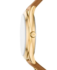 Michael Kors Women's Slim Runway Three-Hand Luggage Leather Watch 38mm