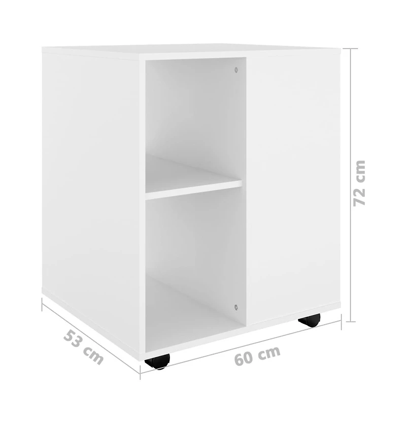 Rolling Cabinet White 23.6"x20.9"x28.3" Engineered Wood