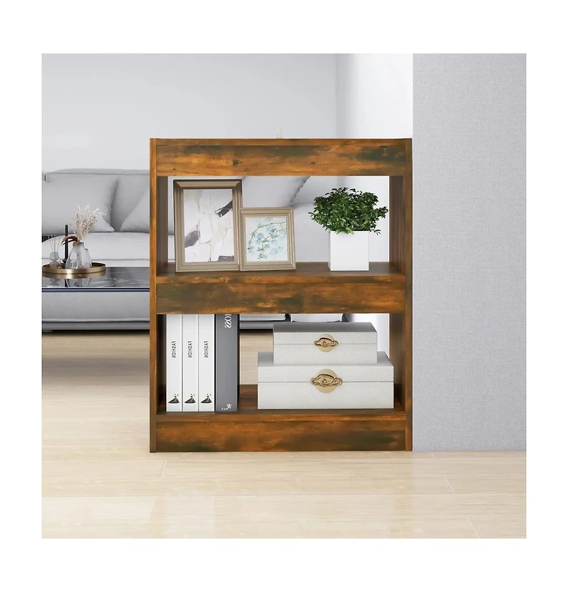Book Cabinet/Room Divider Smoked Oak 23.6"x11.8"x28.3"
