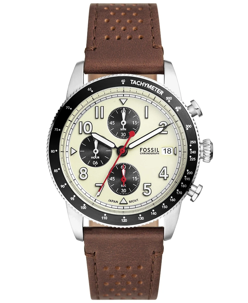 Fossil Men's Sport Tourer Chronograph Brown LiteHideLeather Watch 42mm